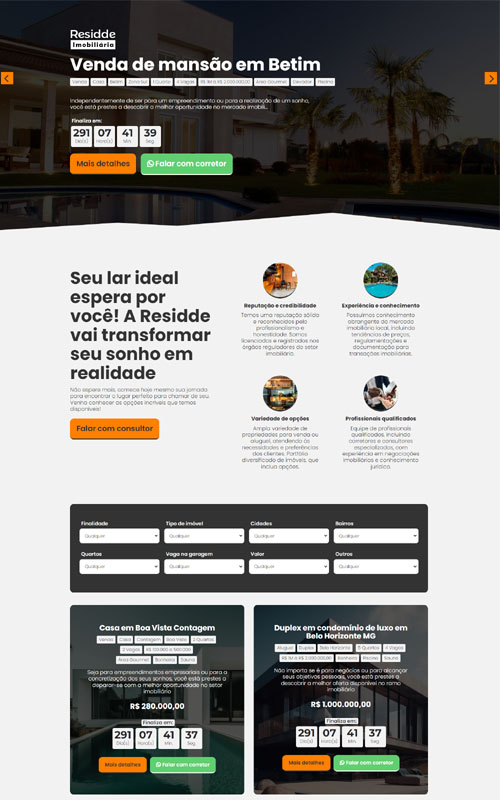 Página inicial do site